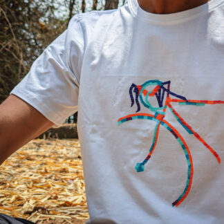 Calyz White T-shirt with Road Bike Sketch